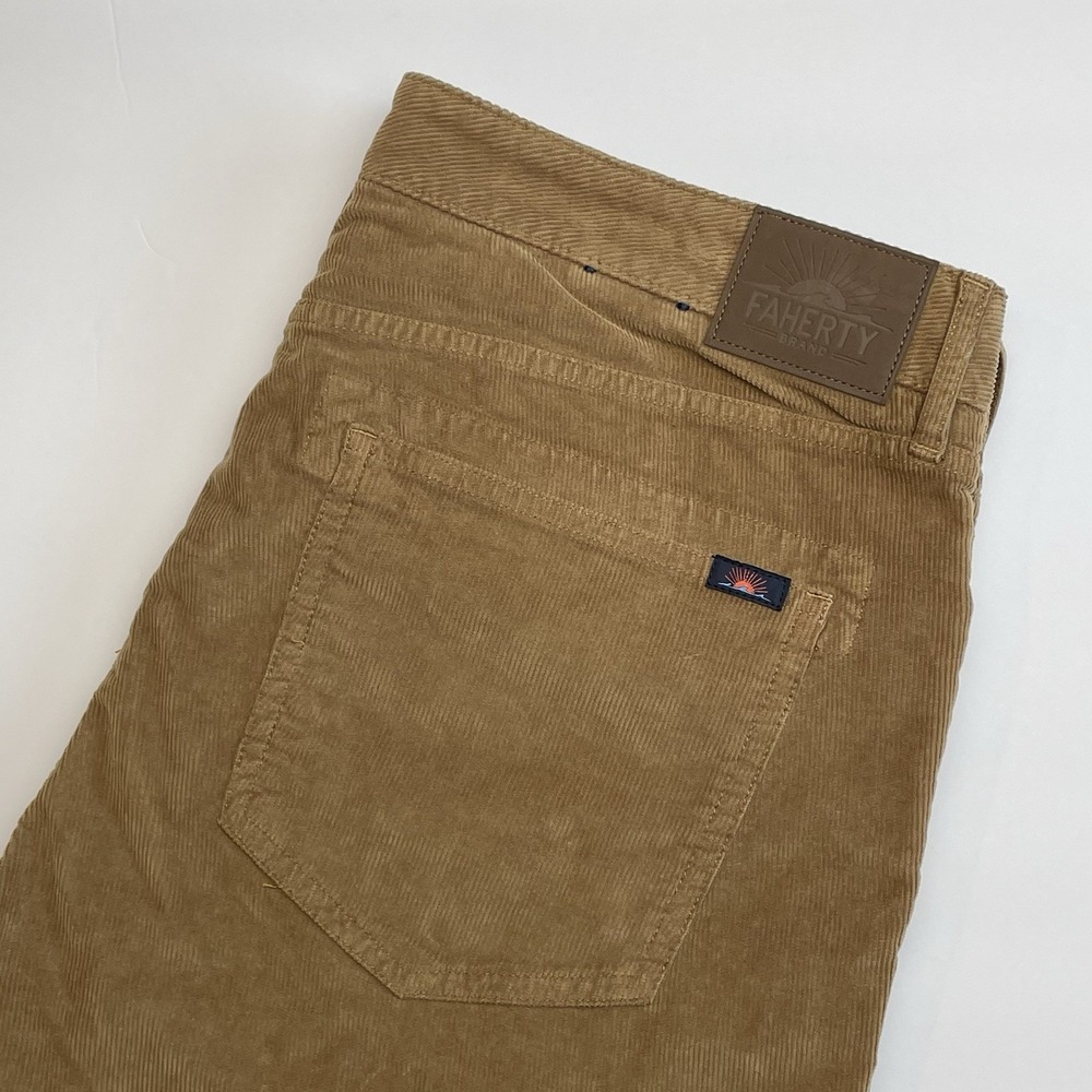 Faherty Corduroy Pants Mens 32x32 Rum Brown Organic Cotton Stretch 5-Pocket